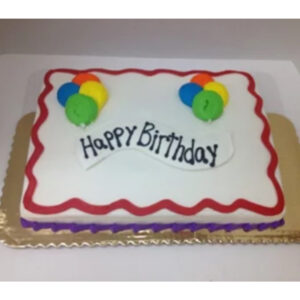 Happy Birthday Banner with Balloons Sheet Cake