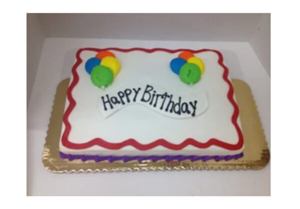 Happy Birthday Banner with Balloons Sheet Cake